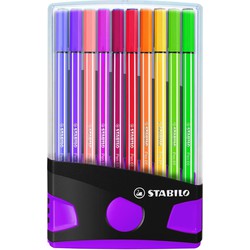 Stabilo STABILO Pen 68 - premium viltstift - ColorParade - antraciet/roze - met 20 kleuren