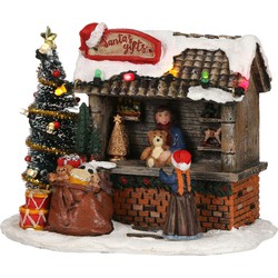 LuVille Kerstdorp Miniatuur Santa's Gifts Cadeaukraam - L14 x B9 x H11 cm
