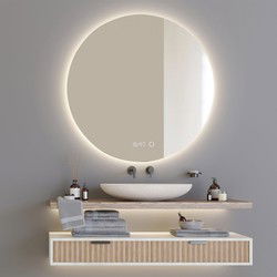 Lumoire Badkamerspiegel met Verlichting - Richmond - 100CM Rond - Anti Condens Verwarming - Klok