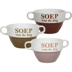Bellatio Design Soepkommen - Soep van de dag - 6x stuks - multi kleuren - keramiek - D12 x H8 cm - Kommetjes