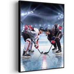Muurwerken Akoestisch Schilderij - Ijshockey Battle - Geluidsdempend Wandpaneel - Wanddecoratie - Geluidsisolatie - BASIC (AW 0.65) S (50X70)