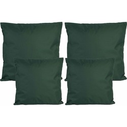 Bank/tuin kussens set - binnen/buiten - 4x stuks - donkergroen - In 2 formaten - Sierkussens