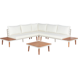 Beliani CORATO - Loungeset-Wit-Acaciahout