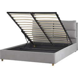 BATILLY - Tweepersoonsbed - Lichtgrijs - 140 x 200 cm - Fluweel