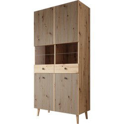 Meubella - Vitrinekast Bali - Eiken - 91 cm
