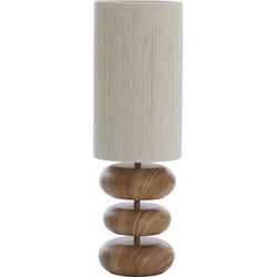 Light&living Tafellamp Ø22x67,5 cm DANIALO hout print naturel+touw crème