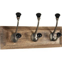 Clayre & Eef Wandkapstok Zwart Hout