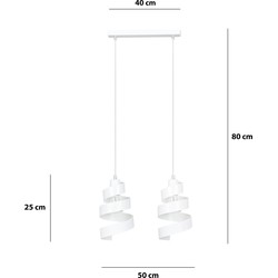 Helsingborg dubbele witte spiraal metaal hanglamp 2x E27