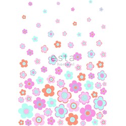 ESTAhome fotobehang vintage bloemen turquoise, roze en paars - 200 x 279 cm - 158709