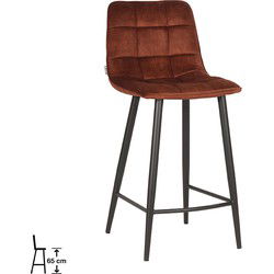 LABEL51 Barkruk Jelt - Rust - Velours - Zithoogte 66