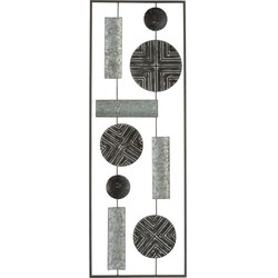  J-Line Wanddecoratie Rechthoek Abstract Metaal - Grijs