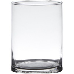 Hakbijl Glass Cilinder vaas - glas - transparant - D12 x H15 cm - Bloemen - Boeketten - Siertakken - Vazen