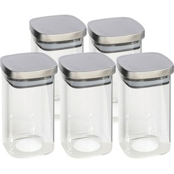 5x stuks voedsel/etenswaren bewaren voorraadpot 1500 ml glas met RVS deksel - Voorraadpot