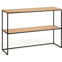 Kave Home - Yoana salontafel in eikenfineer met zwart gelakt metalen frame 120 x 80 cm