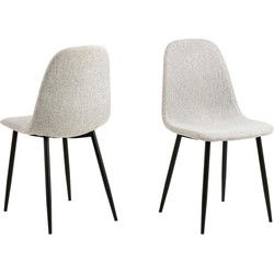 Eetkamerstoel - Lichtgrijs/Zwart - Zithoogte 46cm - Duvra - Set van 4