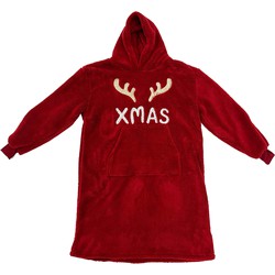 Geen merk X-MAS - Oversized Hoodie - 70x110 cm - Hoodie & deken in één - extra grote trui met capuchon - Biking Red - rood - Dutch Decor Limited Collection