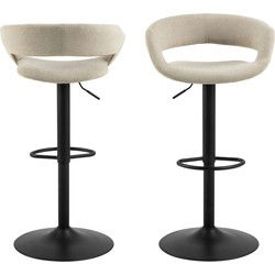 Barkruk Bruin Stof - Zithoogte 80cm - 54,5x49x101cm - Nexus - Set van 2
