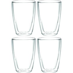 Set van 4x stuks dubbelwandige koffieglazen/theeglazen 400 ml - Koffie- en theeglazen