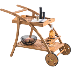 HESPERIDE HIXA Keukentrolley - op wieltjes - met Dienblad - voor Buiten en Binnen - Serveerwagen - Roltafel - Acacia hout - Neutraal