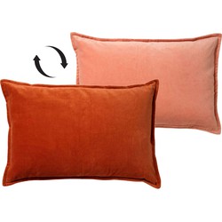 Dutch Decor FAY - Kussenhoes 40x60 cm - velvet met 2 kleuren - Potters Clay + Muted Clay - oranje en roze - Dutch Decor