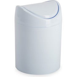 Plasticforte Mini prullenbakje met klepdeksel - wit - 1,4L - 17 cm - Prullenbakken