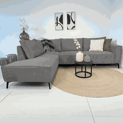 Hoekbank Yara met chaise longue links chenille grijs