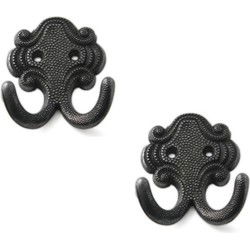 Luxe kapstokhaken/jashaken - 5x - zwart - dubbele haak - 6,7 x 5,2 cm - Kapstokhaken
