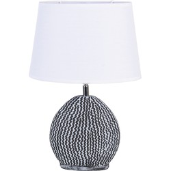 Clayre & Eef Tafellamp  26x19x38 cm  Wit Grijs Kunststof Ovaal Bureaulamp