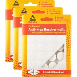 Deltafix Anti-krasvilt - 24x - wit - 28 mm - rond - zelfklevend - meubel beschermvilt - Meubelviltjes
