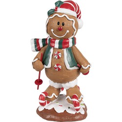 Clayre & Eef Kerstdecoratie Beeld Gingerbread man 12x11x21 cm Bruin Kunststof