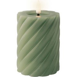Lumineo LED kaars/stompkaars - groen - D7,5 x H12,3 cm - timer - LED kaarsen