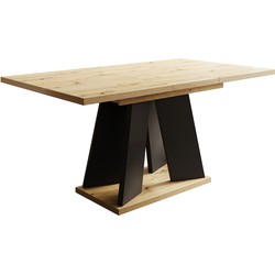 Meubella Eetkamertafel Matrix - Eiken - Zwart - 160 cm - Uitschuifbaar