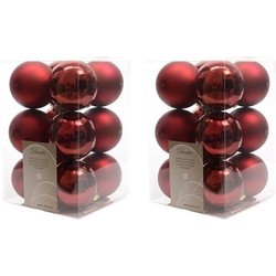 24x Kunststof kerstballen glanzend/mat donkerrood 6 cm kerstboom versiering/decoratie - Kerstbal