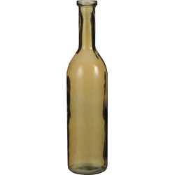 Flesvaas bloemenvaas/bloemenvazen 18 x 75 cm transparant okergeel glas - Vazen