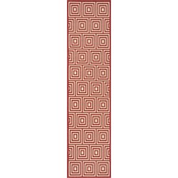 Safavieh Geometrisch Geweven Binnen/Outdoor Vloerkleed, Beachhouse Collectie, BHS173, in Rood & Creme, 61 X 244 cm