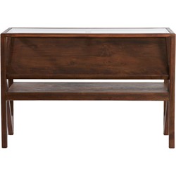 Light&living Side table 119x41x80 cm YUKI acacia hout donker bruin+glas