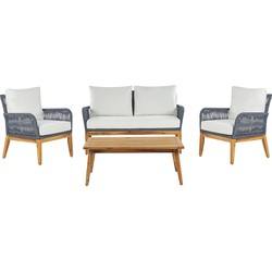 MERANO - Loungeset voor 4 - Gebroken wit - Acaciahout