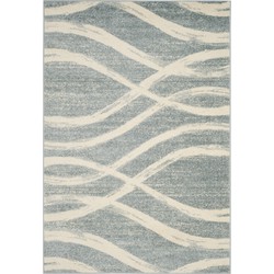 Safavieh Modern Wave Distressed Indoor Woven Area Rug, Adirondack Collection, ADR125, in Cream & Slate, 155 X 229 cm