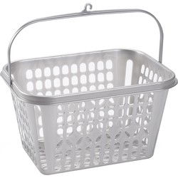Plasticforte Knijpermandje - zilver - 20x25x14 cm - wasknijper mandje - knijperszakken