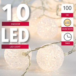 Bolletjes/balletjes lichtsnoer warm wit 135 cm kerstverlichting - Lichtsnoeren