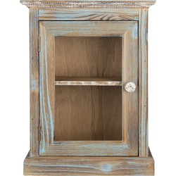 Clayre & Eef Wandkast  30x15x40 cm Bruin Blauw Hout Rechthoek Opbergkast