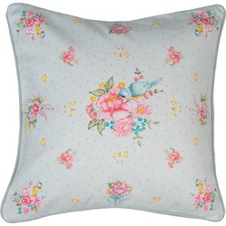 Clayre & Eef Kussenhoes  40x40 cm Groen Katoen Vierkant Bloemen Sierkussenhoes