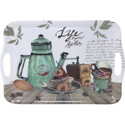 Concorde Dienblad/serveer tray Coffee Life - Melamine - wit/groen - 42 x 29 cm - rechthoekig - Dienbladen