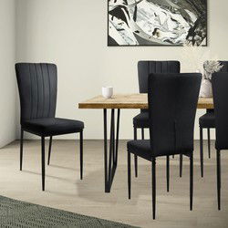 Eetkamerstoel set van 4 zwart met fluwelen bekleding en metalen poten Keukenstoel ML design