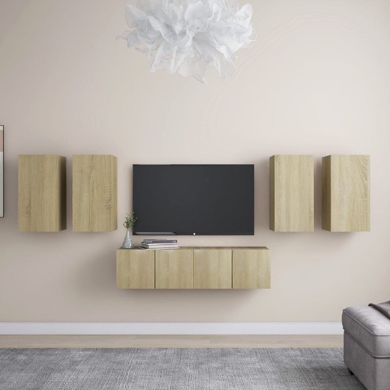 Prolenta Premium 6-delige Tv-meubelset spaanplaat sonoma eikenkleurig - 