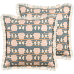 DIANTHUS - Sierkussen set van 2 - Grijs/Beige - 60 x 60 cm - Polyester
