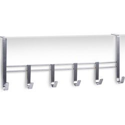 Zeller Deurhanger kapstok - met 6 haken - zilver - metaal - 51 cm - Kapstokken