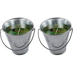 Citronella kaars in metalen emmertje - 3x - H9 cm - 30 branduren - citrusgeur - geurkaarsen