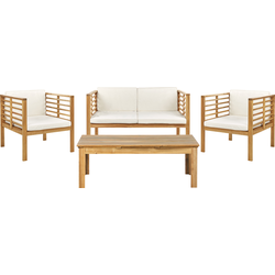 PACIFIC - Loungeset voor 4 - Gebroken wit - Acaciahout