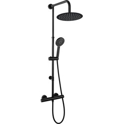 Luzzo® Regendouche met Thermostaatkraan - 25 cm doorsnede - Zwart